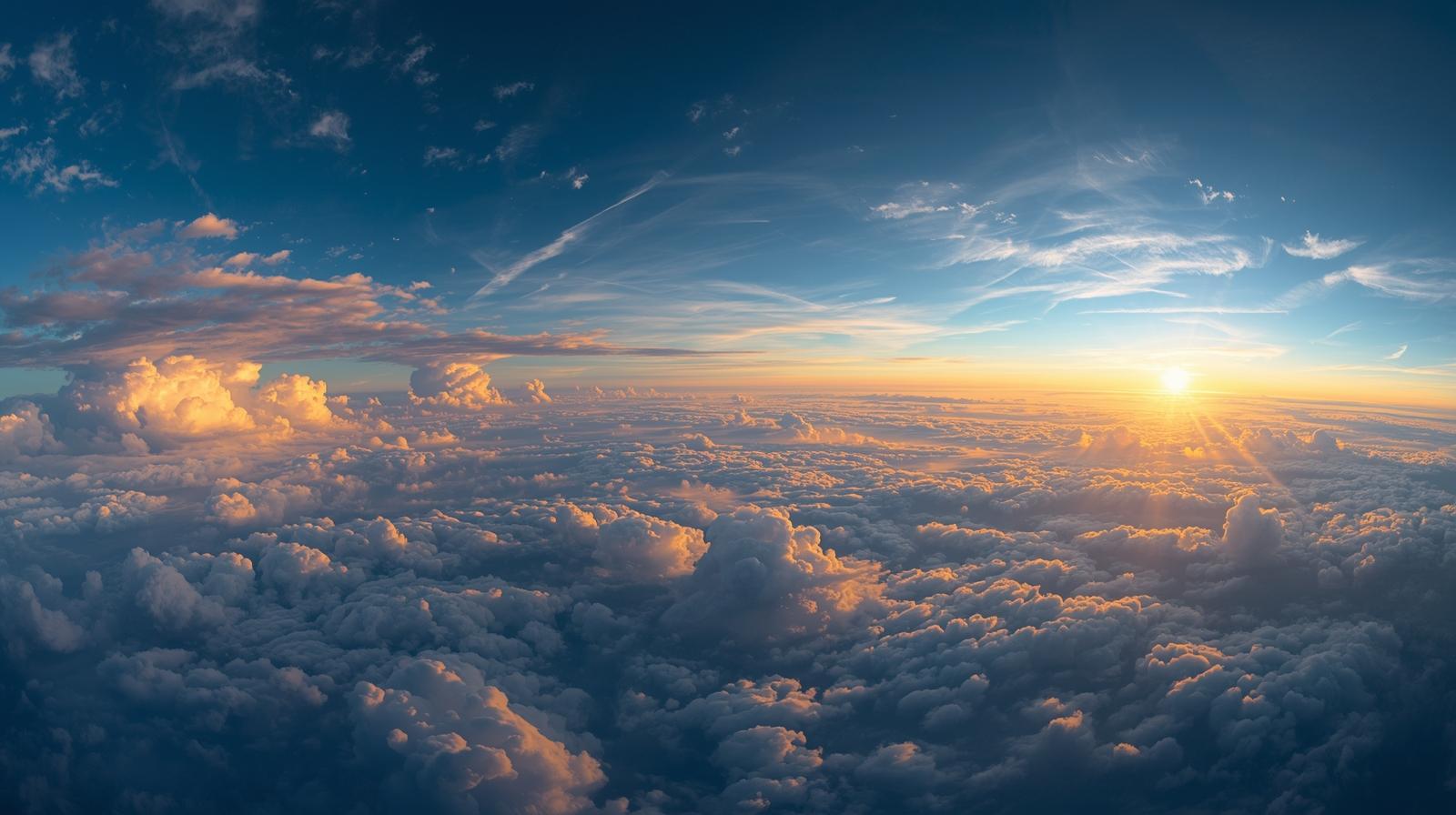 Heavenly clouds with golden sunlight